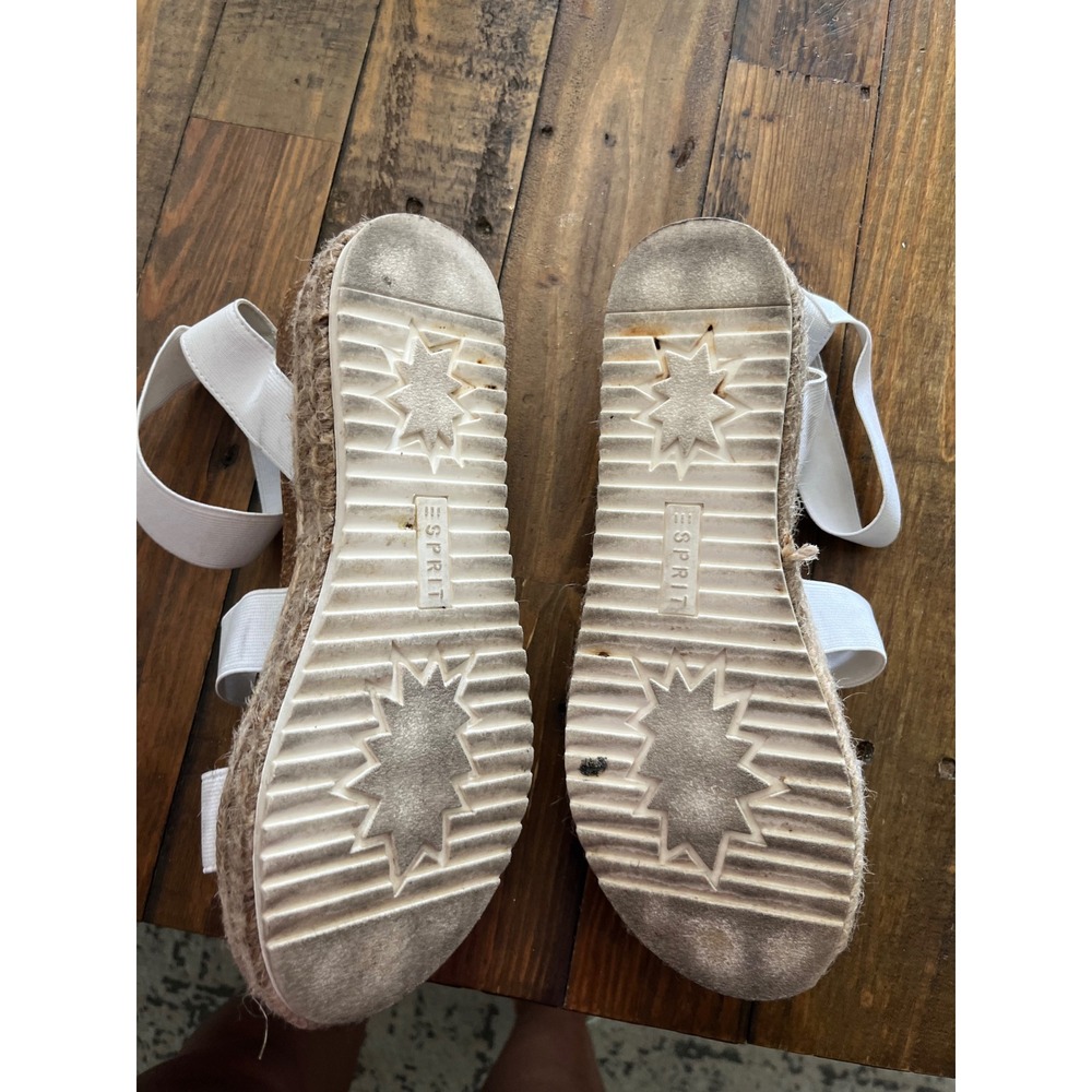 ESPRIT Gigi Platform Espadrille Sandals Women 9M White Jute Wedge Streetwear - Picture 6 of 6